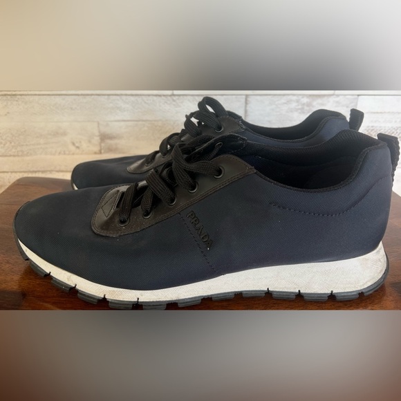 PRADA Nylon Matchrace Sneakers Navy Blue and White.  Size 9.5 - Picture 2 of 14